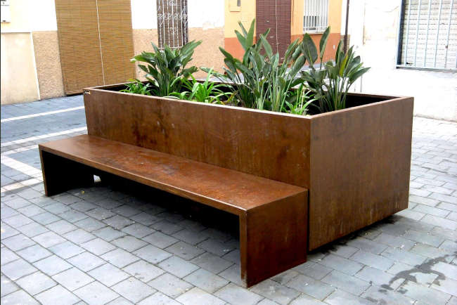 mobiliario-urbano-banco-jardinera-acero-corten